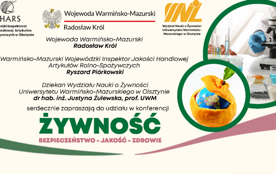 Konferencja „Żywność – bezpieczeństwo, jakość, zdrowie” 22 października w Olsztynie – zgłoszenia do 14 października